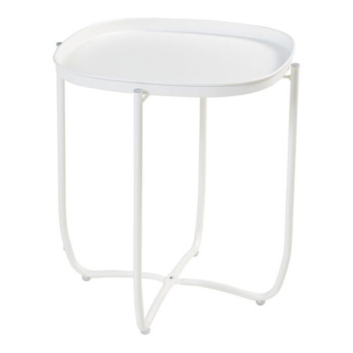 Table basse - HELLOSHOP26 - Console d'appoint - Plateau amovible - Acier blanc - 53 x 46 x 46 cm