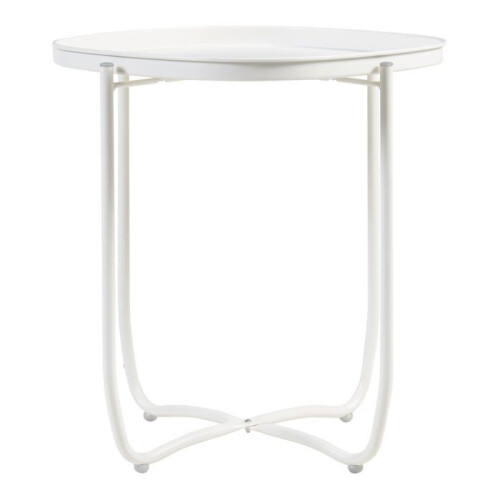 Table basse - HELLOSHOP26 - Console d'appoint - Plateau amovible - Acier blanc - 53 x 46 x 46 cm 1