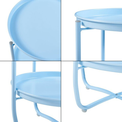 Table basse - HELLOSHOP26 - Console d'appoint - Acier laqué - 2 plateaux amovibles - 58 x 40 cm 2