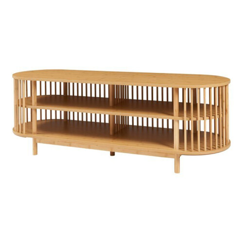 Móvel para TV - HELLOSHOP26 - 150x48x50 cm - Bambu Natural - 4 Compartimentos - Design Moderno