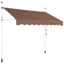 Toldo retrátil - HELLOSHOP26 - 250 x 125 cm - Alumínio - Tecido oxford - Ajustável em altura