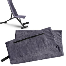 Fitness Towel 120 x 50 cm Gym Towel for Men and Women Microfibre Sports Towel with Zip Pocket and Elastic Band for Gym and Training (Dark Grey)