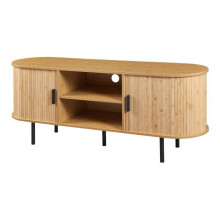 Mueble de TV - HELLOSHOP26 - 140 x 40 x 55 cm - Bambú natural - 2 puertas correderas - 2 estantes abiertos