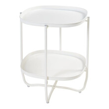 Couchtisch - HELLOSHOP26 - Beistellkonsole - 2 abnehmbare Tabletts - Weißes Metall - 57,5 x 46 x 46 cm
