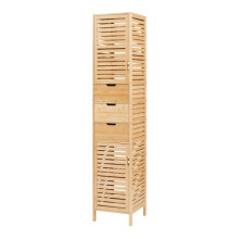 Meuble colonne de salle de bain - HELLOSHOP26 - Bambou - 180 x 35 x 35 cm - 2 portes - 3 tiroirs