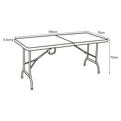 Table pliante - HELLOSHOP26 - Rectangulaire 180x75 cm - Noir - Résistante aux intempéries - Portable 1