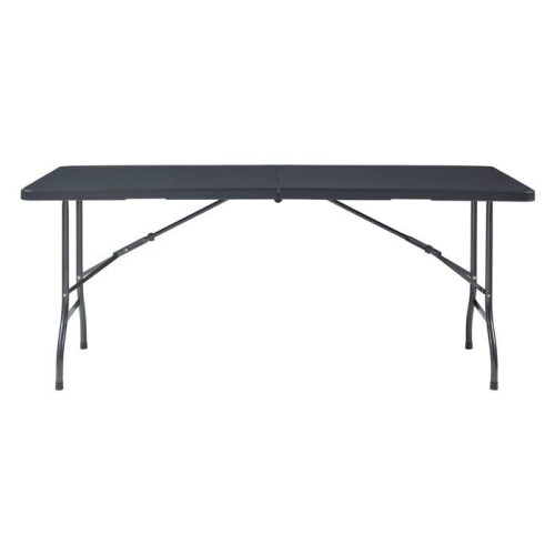 Table pliante - HELLOSHOP26 - Rectangulaire 180x75 cm - Noir - Résistante aux intempéries - Portable 2