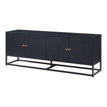 Móvel de TV - HELLOSHOP26 - 153 x 35 x 55 cm - Aço - Preto - Design moderno