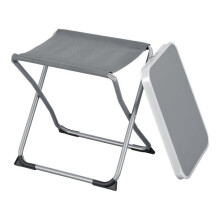 Sgabello e tavolo da campeggio 2 in 1 - HELLOSHOP26 - Grigio - Pieghevole - Resistente - 100 kg
