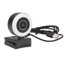 Streaming-HD-Webcam mit Aufhelllicht, einstellbarem Ringlicht mit 3 Helligkeitsstufen per Touch-Steuerung und sanftem Farbton für Videokonferenzen,