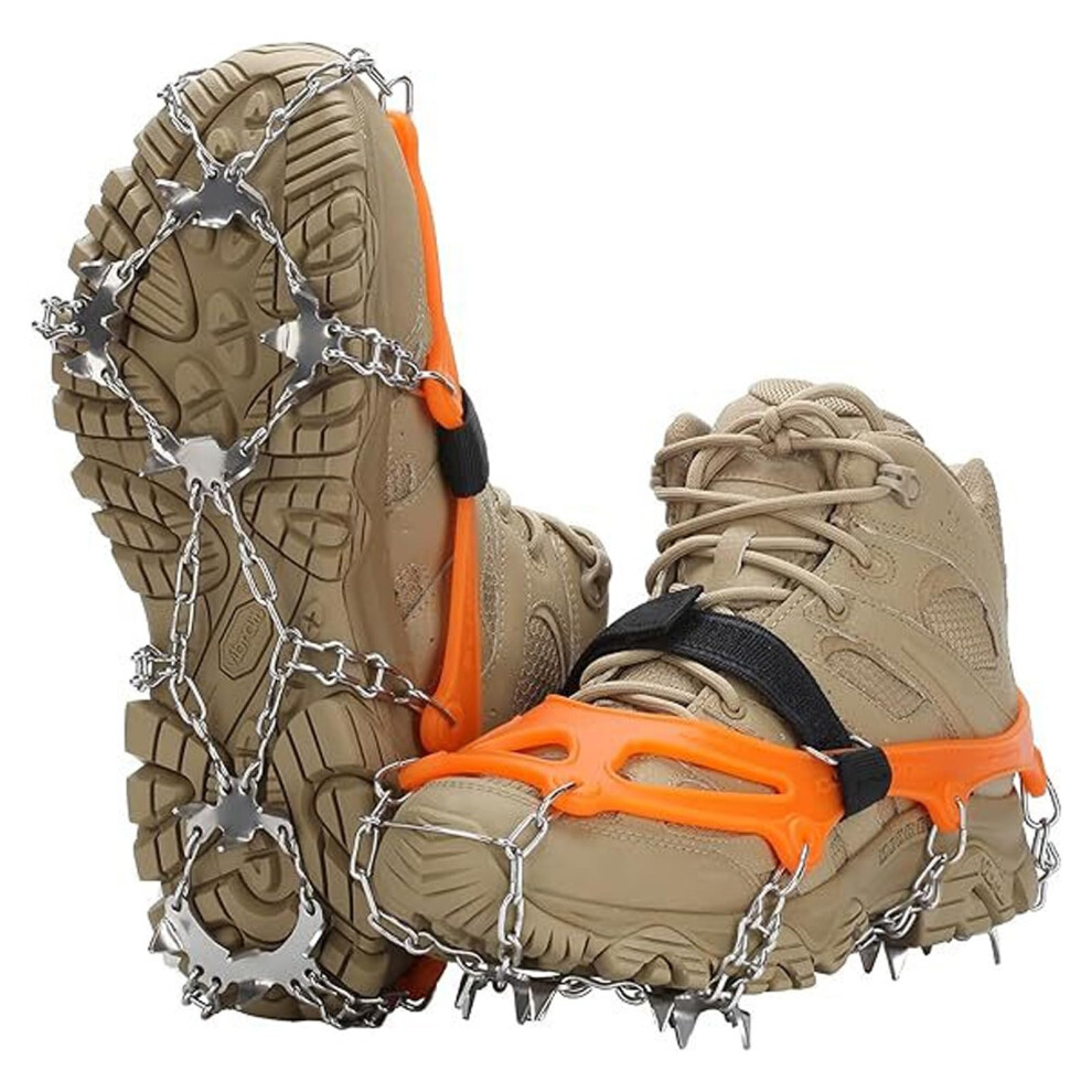 18/19 Teeth Ice Grippers Spikes Free Winter Snow Spikes Adjustable Farmers Chain Claw Grip Boot Covers Ice Grippers 9105992617265