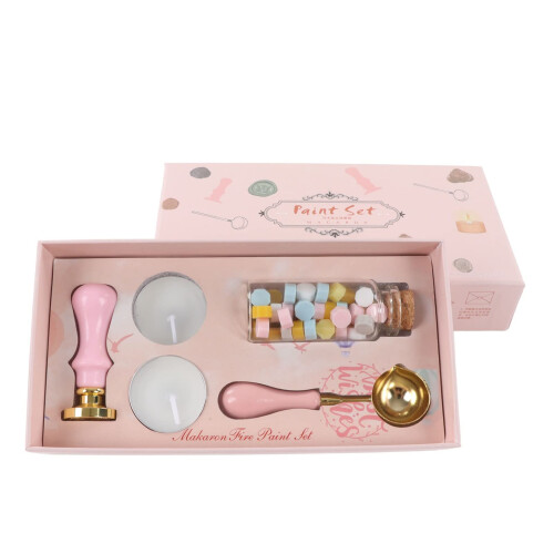 Wax seals Kit Retro Iris pattern Sealing Kit Envelope Invitation (Pink)
