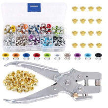 Eyelet Set, Eyelet Tool Set with Pliers, 150 Eyelets in 10 Colours, Storage Box