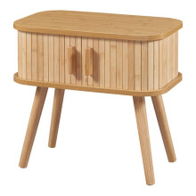 Mesa de apoio - HELLOSHOP26 - MDF bambu - 48x30x45 cm - Design atemporal - Portas deslizantes