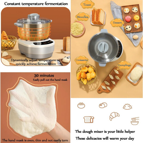 Stainless Steel Dough Maker With Fermentation Function  Split Design For Easy Kneading And Mixing 5L Capacity 1