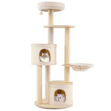 Árvore de gato - HELLOSHOP26 - 58 x 152 cm - 2 condos removíveis - Rede confortável - Madeira natural