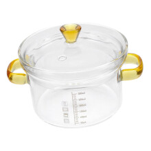 Bowl Glass Steamer High Temperature Resistant Lid Scales for Soup Cubilose Noodles Snacks Breakfast 14.5X11.2X7.2CM