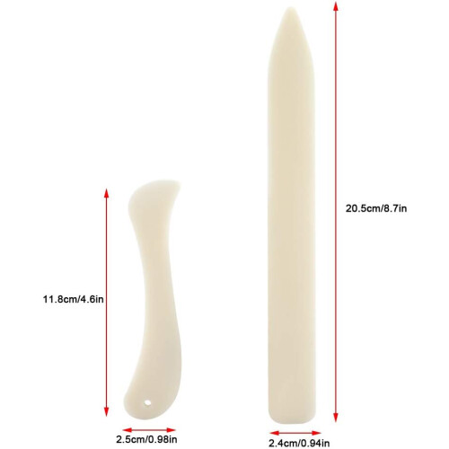 Bone Folder, 2 Pcs/Set, White, Book Binding Scoring, Grooved Edges, Paper Craft 1