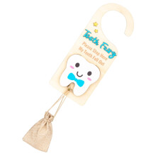 Wooden Tooth Fairy Door Hangers, Tooth Door Hangers  Lost Tooth Holder with Money Slot  Encourage Blue
