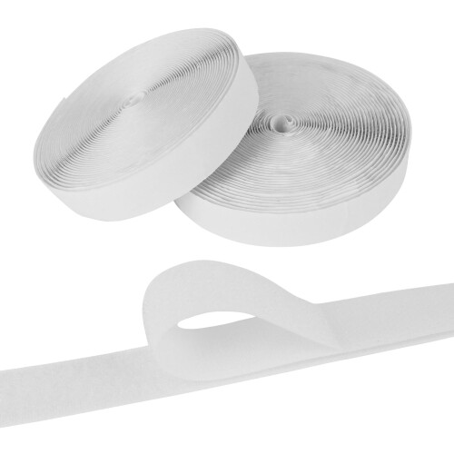 Velcro Tape, SelfAdhesive, Extra Strong, 8 m x 2 cm, DoubleSided, White