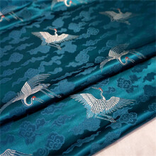 Elegant brocade fabric with crane pattern in Chinese style, handmade, Cheongsam fabric