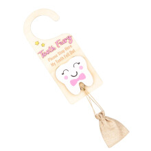Wooden tooth fairy door hangers with money slot  cute souvenir, pink