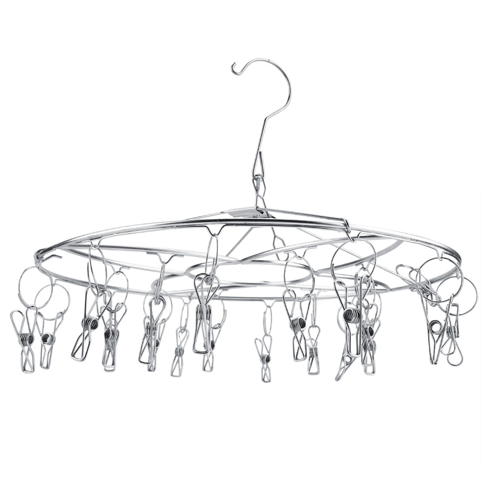 Stainless Steel Drying Rack Laundry Drying Hanger Windproof Clothes Hanger Multipurpose Drying Organizer With 20 Clips For Socks Underwear And Clothin 9060116295678