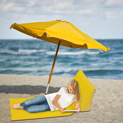 Triangle Pad Inflatable Triangular Cushion For Camping PVC Flocking Beach Cushion Outdoor Yellow 1
