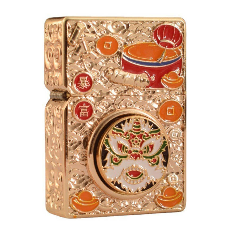 Silver/Gold Oldfashioned Grinding Wheel Lighter Kerosene Refillable, Windproof/Flameproof, Indoor Outdoor Use, Or