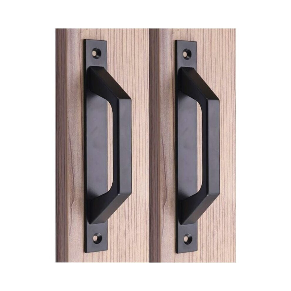 Rust Resistance Sliding Barn Door Handle, Fingerprint Resistance Matte Black Finish Carbon Steel Handle, Easy To Install Modern Design For Wooden Slid 9436597642667