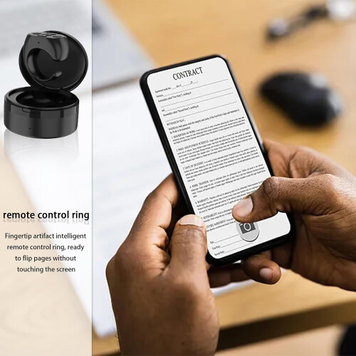 Remote Control Ring, Wireless Presentation Ring, Phone Page Turner, Rechargeable 5-Button Controller, Black 1