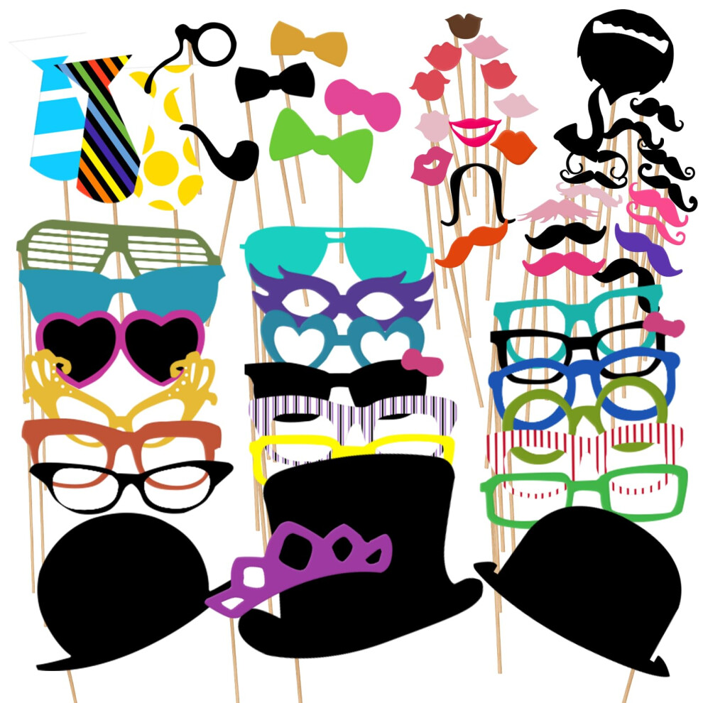 Pack Of 58 Photo Props Wedding Party Photo Booth Accessories Mix 9105992626489