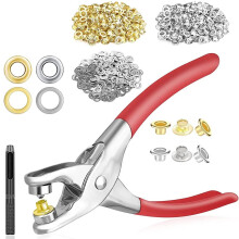 Eyelet Pliers Kit, 1/4 6 mm Nozzle Tool Kit with Metal Eyelets with Washers, Eyelet Eyelets