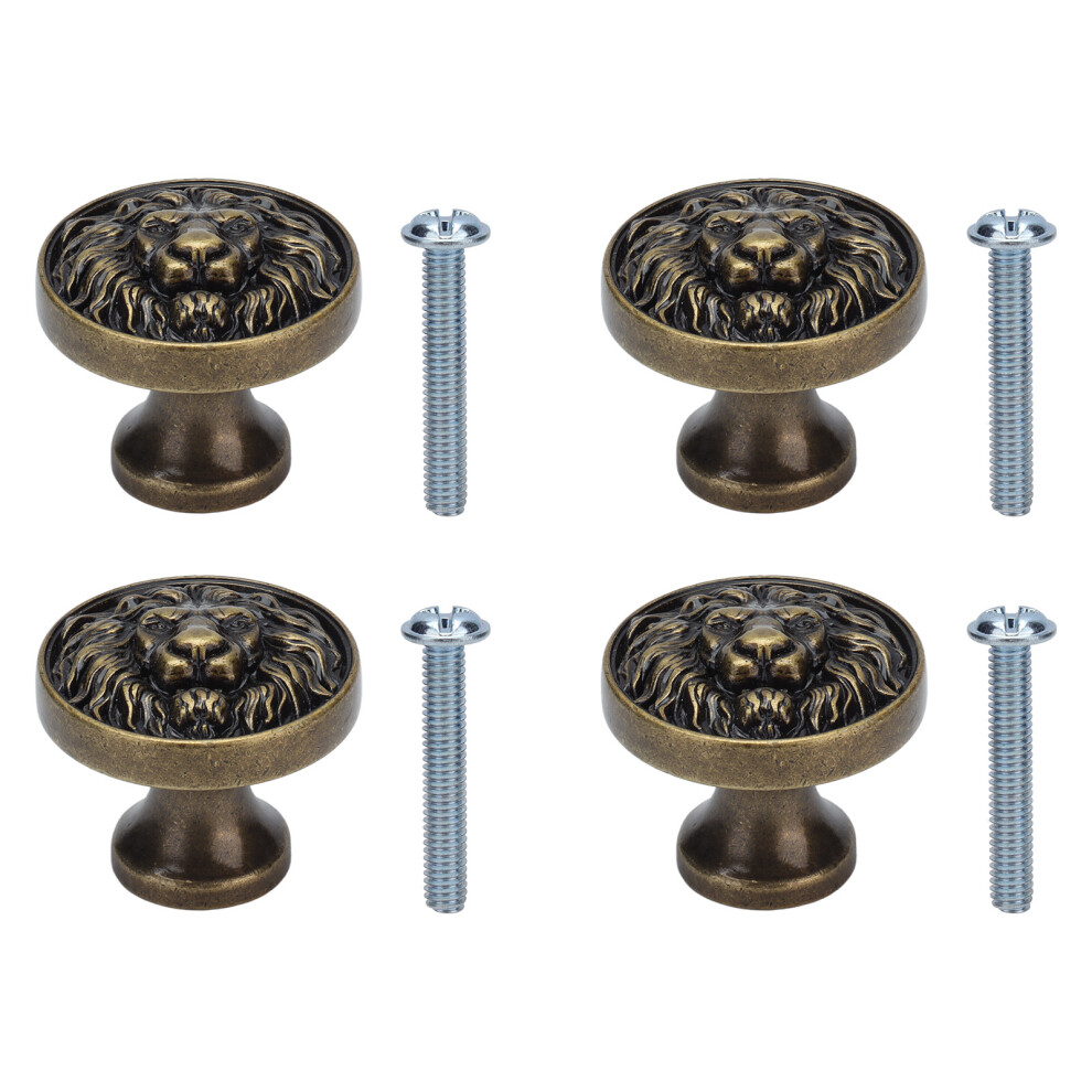 Cabinet Knobs With Antique Lion Head Design, Antique Lion Head Drawer Pulls Retro Style Solid Drawer Pull For Cabinets And Drawers, Zinc Alloy Cabinet 9060116400478
