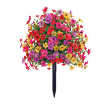 Artificial flower garden stake with realistic flowers Longlasting plastic ground spike Topiary trees for indoor outdoor porch decor
