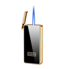 Metal Windproof Lighter Butane Jet Flame Portable Refillable Adjustable Flame Size Outdoor Use Candle Gift For Men
