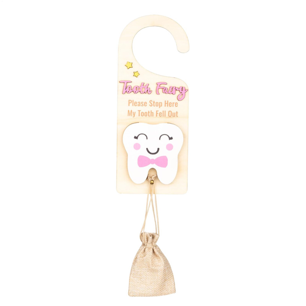 Tooth Fairy Hanger, Teeth Storage Box, Fun Fairy Tradition With Money Slot, Cute Wooden Souvenir Pink