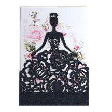 50 pieces lasercut wedding invitation cards with envelopes (gold glitter) Ref: 4395