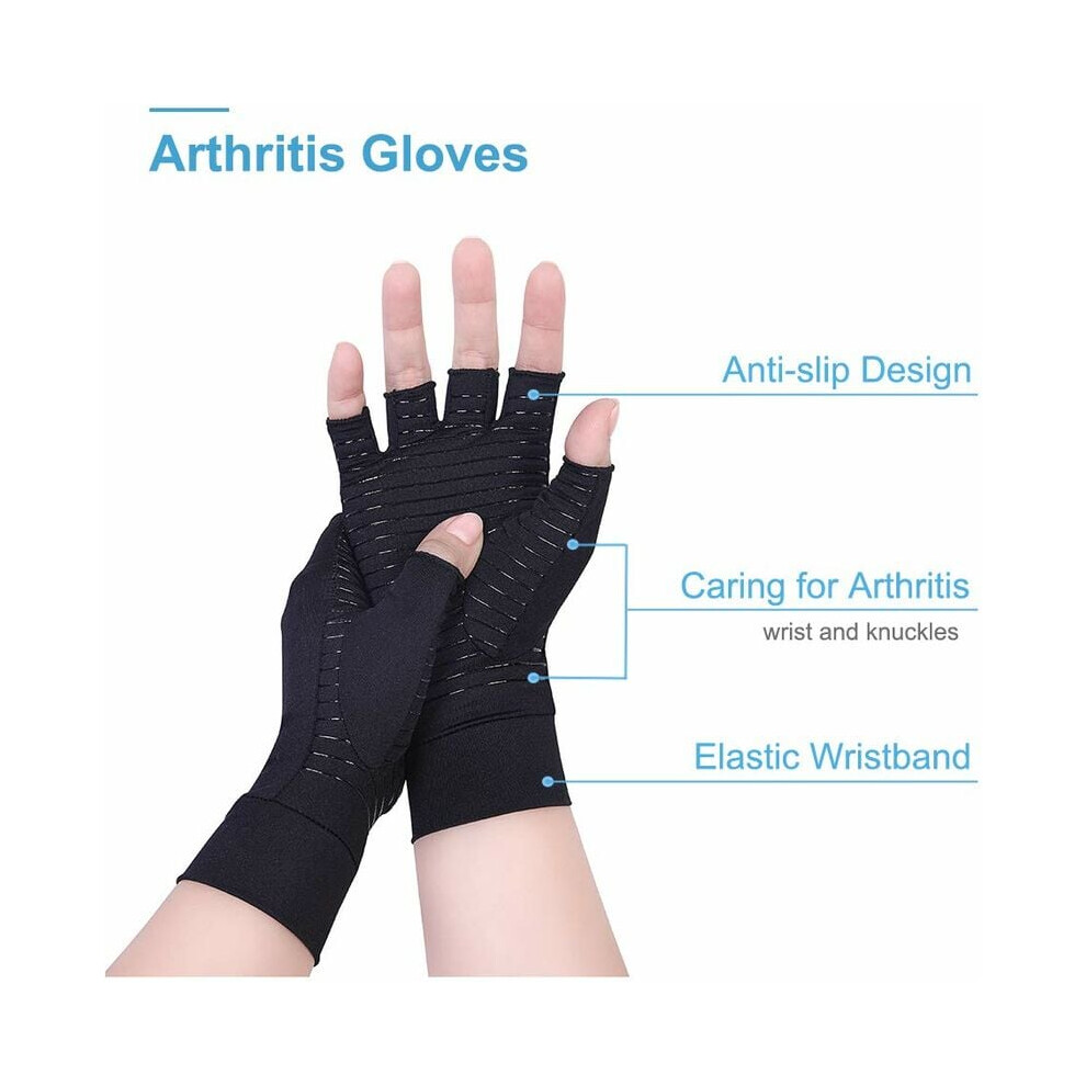 Compression Gloves for Hands and Fingers Rehabilitation, Copper Infused Compression Arthritis Gloves with Moisture Absorbing and Sweat Wicking