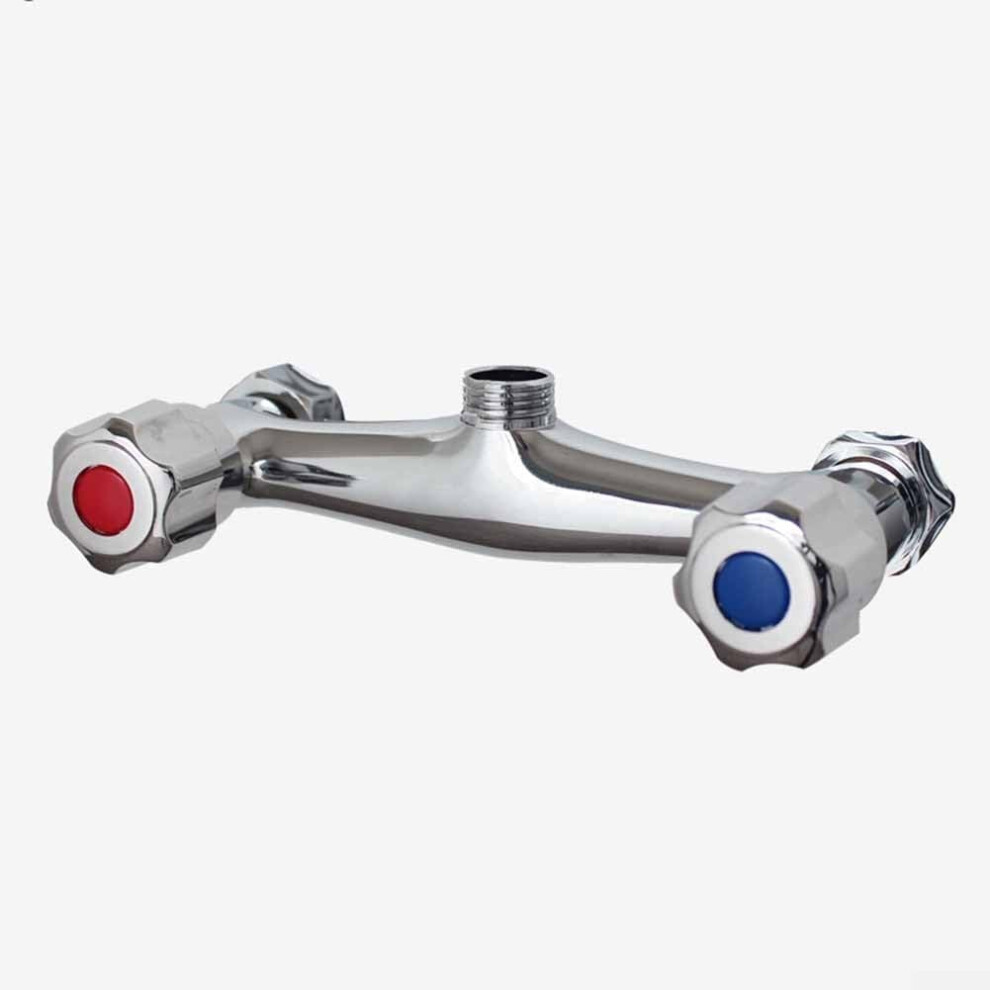 Valve Shower Mixer Tap Twin Plus Solid Brass Outlet Chrome Finish Antireflux Check Valve Hot Cold Water Interface 9339159671429