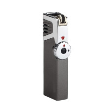 Mini Windproof Lighter Adjustable Triple Jet Flame, Refillable Portable Gas Window Lighter, Gray, Butane Not Included