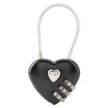 3 Digit Code Combination Padlock Zinc Alloy Heart Shape Luggage Lock Black Travel Portable Suitcase Security