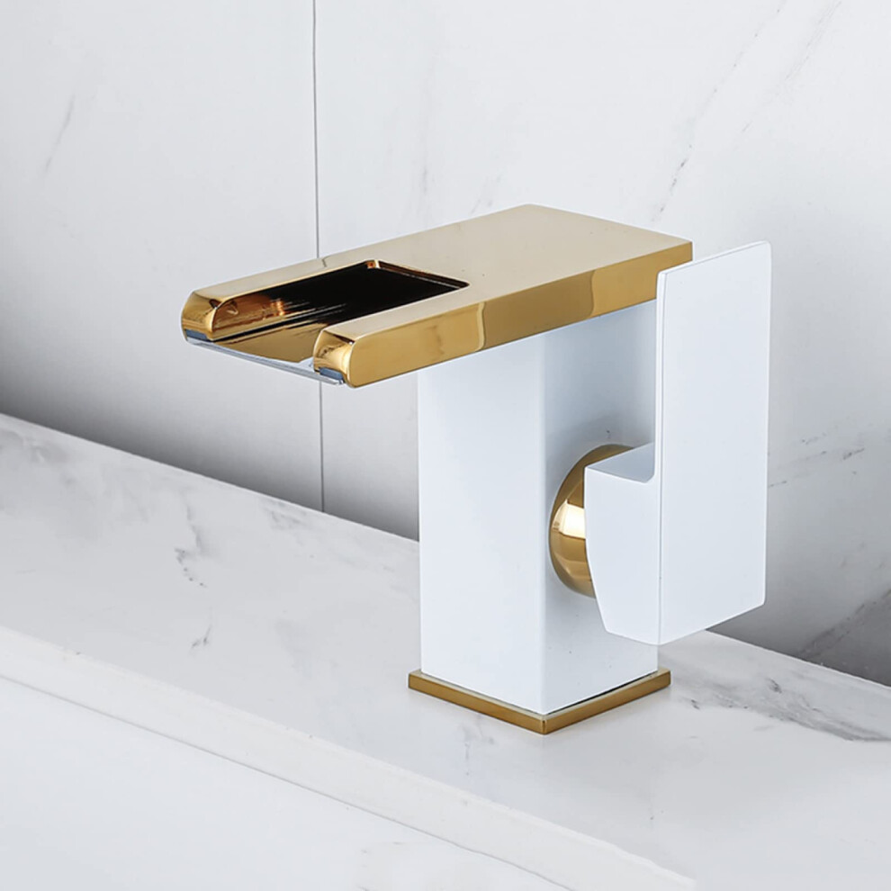 Waterfall Basin Mixer Tap Led Brass 1Hole Singlehandle Bathroom Sink Faucet Black Gold Finish 3Color Waterfall Spout 9339159672105