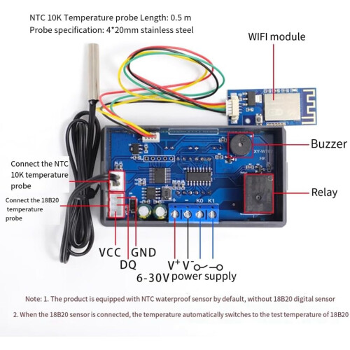 XY-WT02 Remote Temperature Controller With WiFi High-Precision Temperature Module A 1