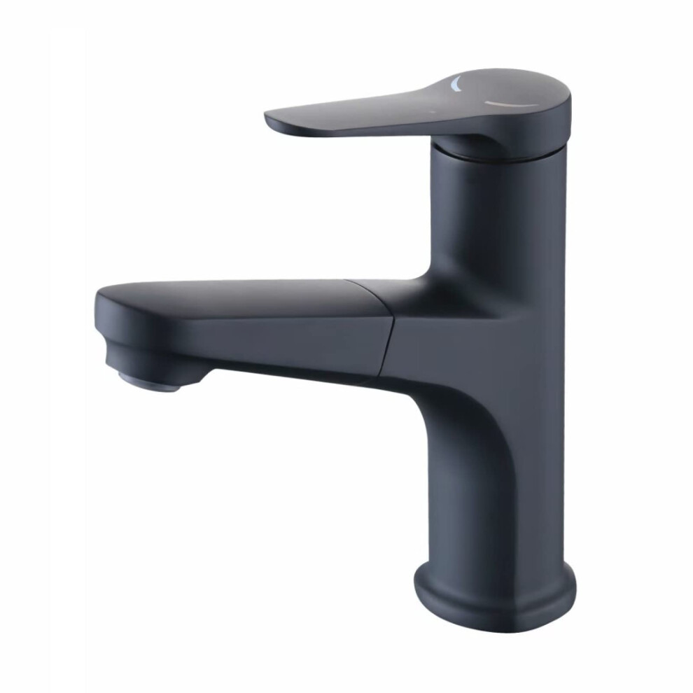 Pull Out Bathroom Faucet, Brass Singlelever Hot Cold Sink Mixer, 360Degree Rotatable Black Basin Tap 9001264188887