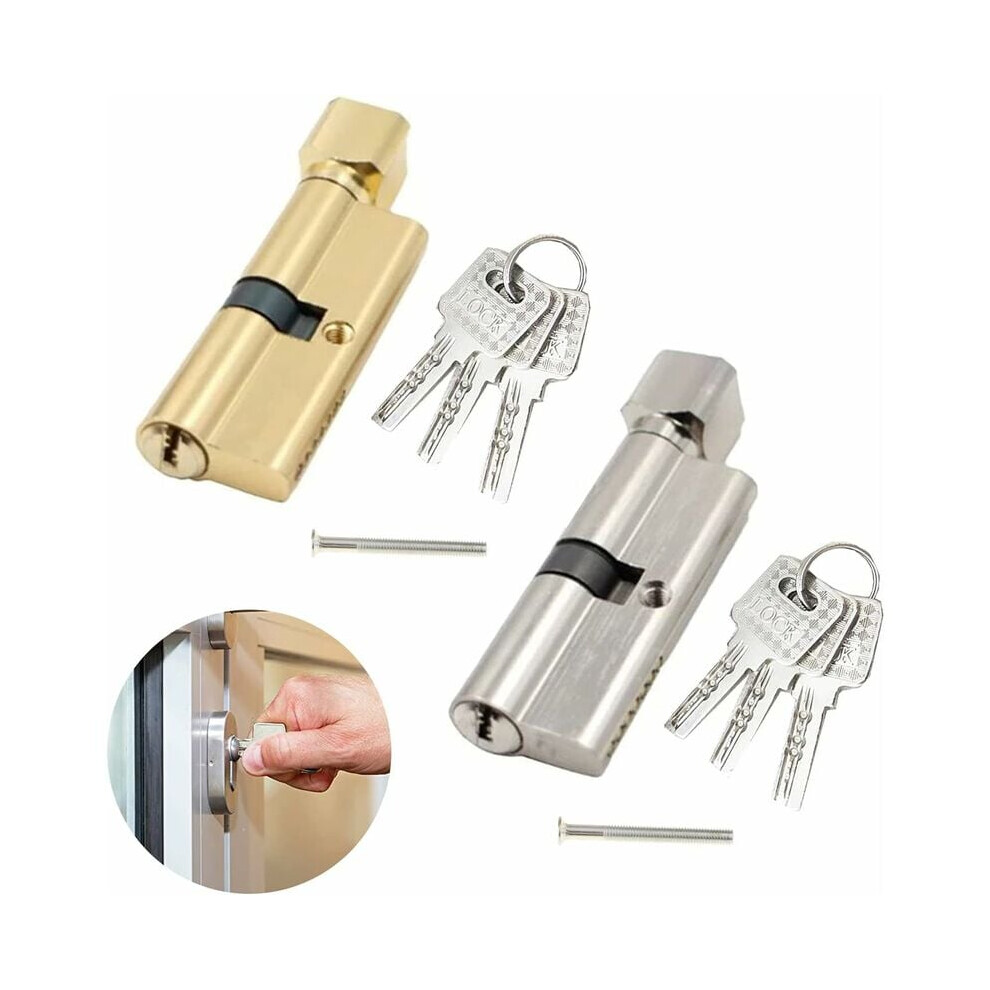 Strong Anti-Theft Protection Lock, Powder Metallurgy Material Single Open Copper Lock Cylinder, For Door To Balcony/Terrace Garage Cellar Barn (2 Pcs, 9060116403073