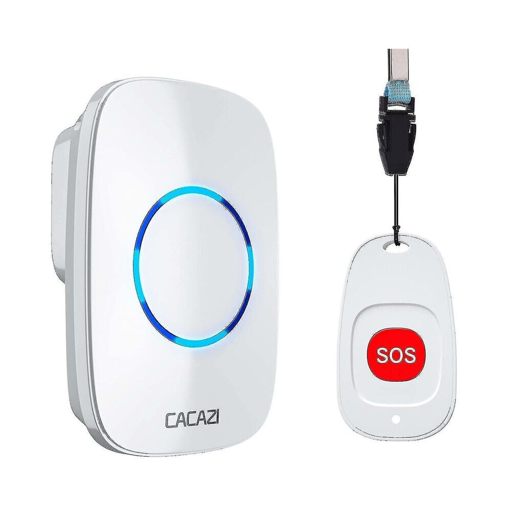 Caregiver's Guardian, Wireless Call Button System For Elderly, Vibration Alert Pager With Emergency Button, Waterproof Transmitter And Portable Receiv