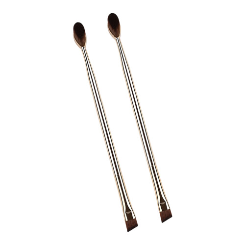 2 Pieces Professional Angled Double Tip Eyebrow Brushes-Gold