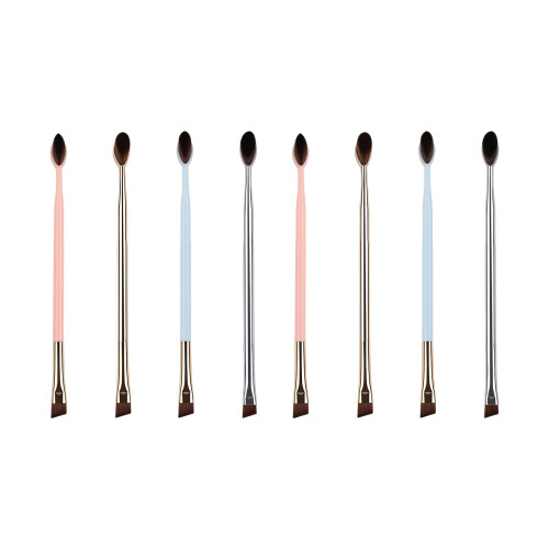 2 Pieces Professional Angled Double Tip Eyebrow Brushes-Gold 1