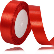 Nastro di raso rosso: un nastro versatile per lavori creativi, larghezza 25 mm, lunghezza 22 m, ideale per decorazioni natalizie e nuziali.